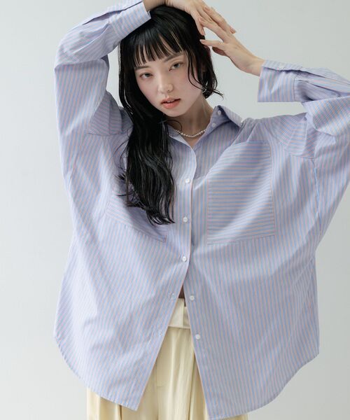 GALLEST(ギャレスト)の「Timeless|ビッグポケットフォルムシャツ(シャツ/ブラウス・レディース・ホワイト/オレンジ系/ブラック系2/ナチュラル/ブルー系7・38/34)」の7枚目の写真