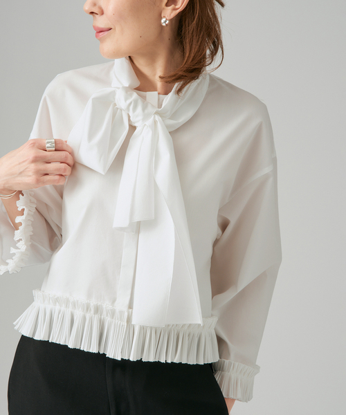 VERMEIL par iena（ヴェルメイユパーイエナ）の「プリーツボウタイブラウス（シャツ/ブラウス・レディース・ホワイト・FREE）」の5枚目の写真