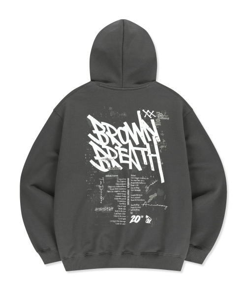 20TH ANNIV TAG HOODIE - CHARCOAL（パーカー）｜BROWNBREATH