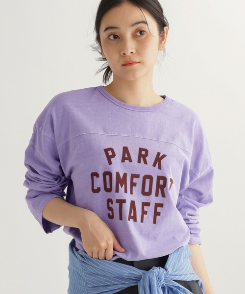 studio CLIP(スタディオクリップ)の「【daily CLIP】ピグメントフロッキープリントT(Tシャツ/カットソー・レディース・ネイビー/パープル/ピンク・FREE)」の19枚目の写真
