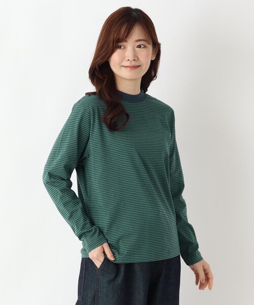 one'sterrace(ワンズテラス)の「クルーネック 長袖細ボーダープルオーバー(Tシャツ/カットソー・レディース・グリーン系その他6/ブラック系8/レッド系9/ベージュ系その他7/アイボリー系8・02)」の4枚目の写真
