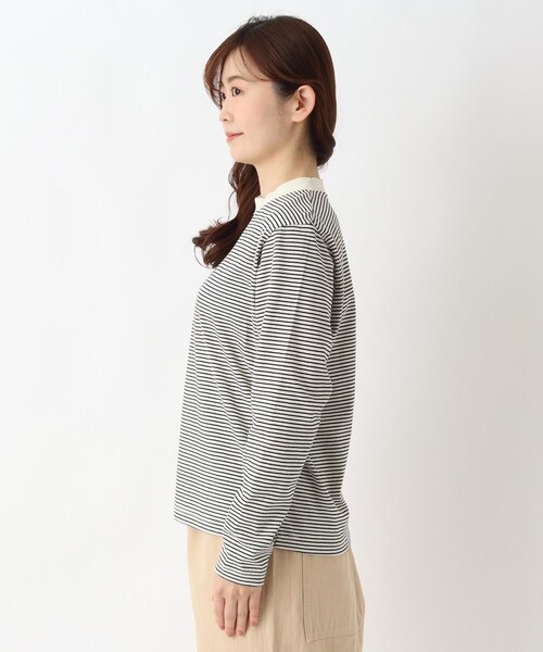 one'sterrace(ワンズテラス)の「クルーネック 長袖細ボーダープルオーバー(Tシャツ/カットソー・レディース・グリーン系その他6/ブラック系8/レッド系9/ベージュ系その他7/アイボリー系8・02)」の7枚目の写真