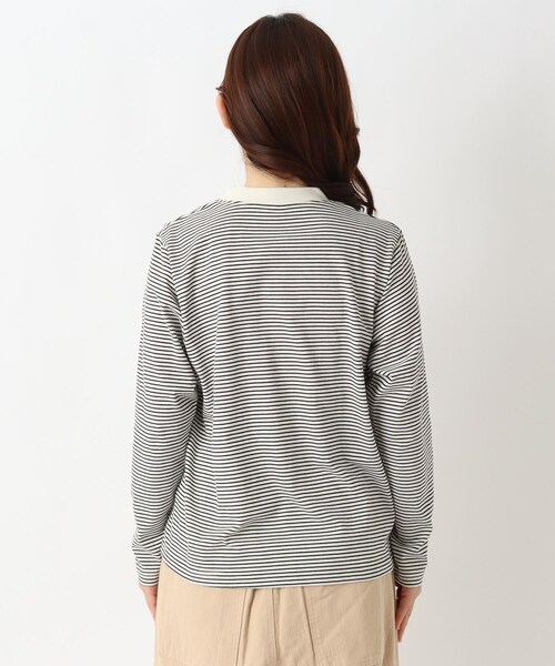one'sterrace(ワンズテラス)の「クルーネック 長袖細ボーダープルオーバー(Tシャツ/カットソー・レディース・グリーン系その他6/ブラック系8/レッド系9/ベージュ系その他7/アイボリー系8・02)」の8枚目の写真