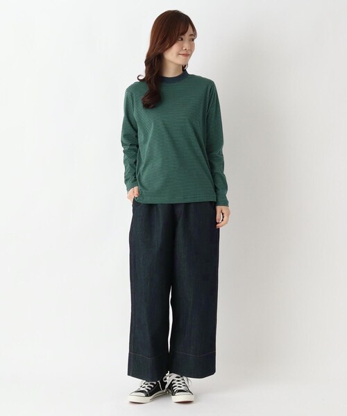 one'sterrace(ワンズテラス)の「クルーネック 長袖細ボーダープルオーバー(Tシャツ/カットソー・レディース・グリーン系その他6/ブラック系8/レッド系9/ベージュ系その他7/アイボリー系8・02)」の16枚目の写真