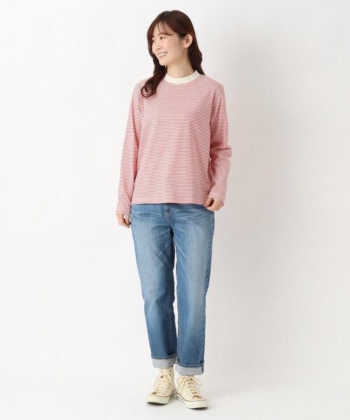 one'sterrace(ワンズテラス)の「クルーネック 長袖細ボーダープルオーバー(Tシャツ/カットソー・レディース・グリーン系その他6/ブラック系8/レッド系9/ベージュ系その他7/アイボリー系8・02)」の20枚目の写真