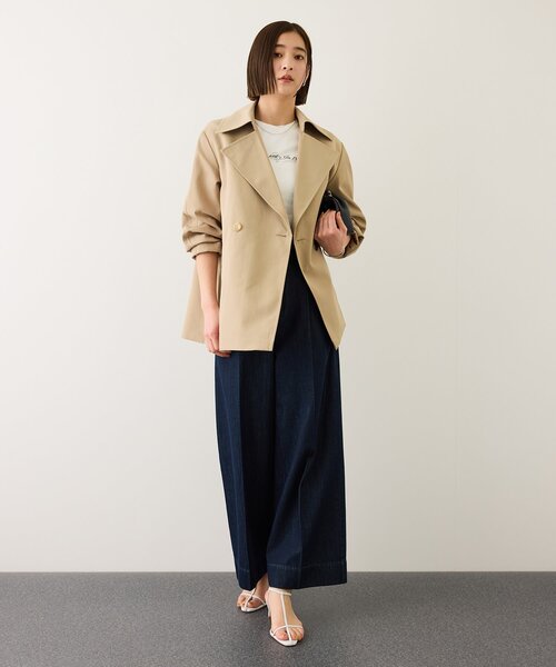 ROPE'（ロペ）の「【撥水】ライトハーフトレンチコート（トレンチコート・レディース・ベージュ/オフホワイト・FREE）」の3枚目の写真