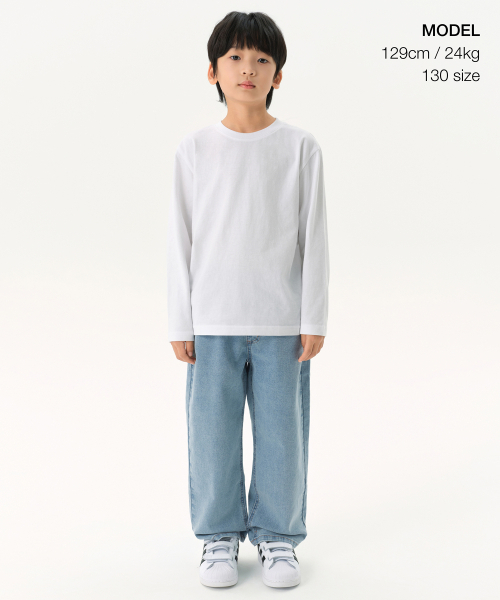 MUSINSA STANDARD KIDS（ムシンサスタンダードキッズ）の「リラックスドクルーネック長袖Tシャツ[ホワイト]（Tシャツ/カットソー・レディース・その他・100/120/130/140/150/160/110）」の7枚目の写真