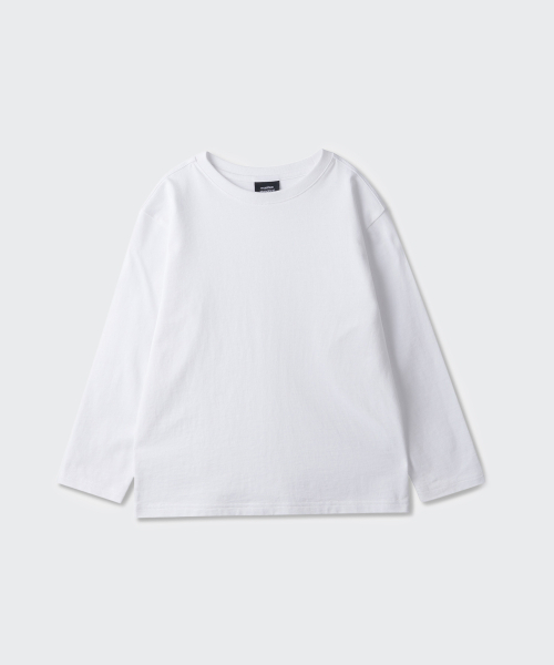 MUSINSA STANDARD KIDS（ムシンサスタンダードキッズ）の「リラックスドクルーネック長袖Tシャツ[ホワイト]（Tシャツ/カットソー・レディース・その他・100/120/130/140/150/160/110）」の6枚目の写真