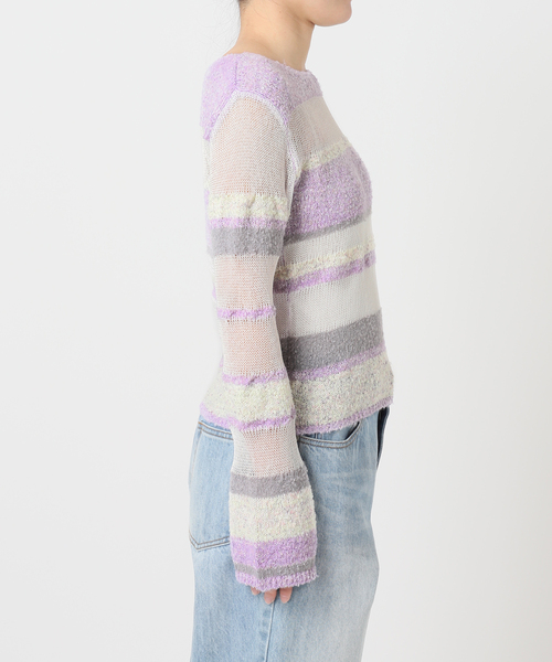 JOINT WORKS（ジョイントワークス）の「シアーボーダーニットプルオーバー / Sheer Border Knit（ニット/セーター・レディース・パープル/ピンク・FREE）」の10枚目の写真