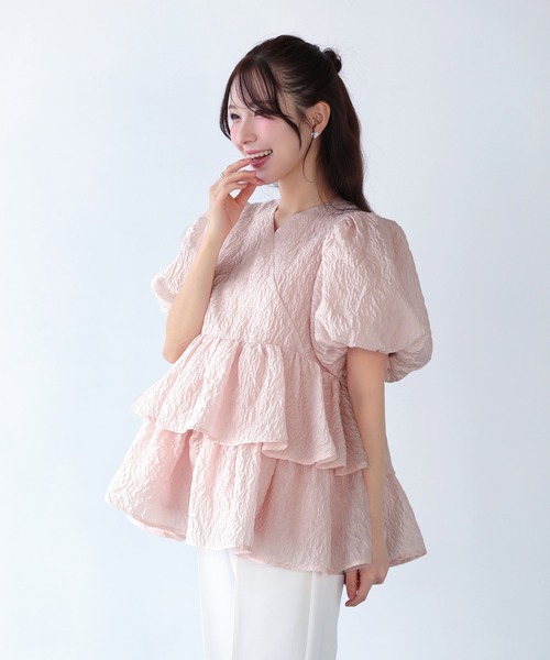 セール】シアージャガード カシュクール風ペプラムトップス（その他