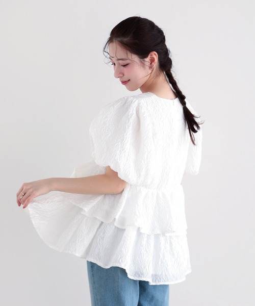 セール】シアージャガード カシュクール風ペプラムトップス（その他 