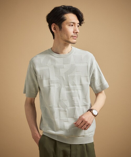 TAKEO KIKUCHI(タケオキクチ)の「【徳島ニット】ニットTシャツ(ニット/セーター・メンズ・ライトグレー系3/ブラック系3/ブラウン系その他4/グリーン系4・02/03/04)」の6枚目の写真
