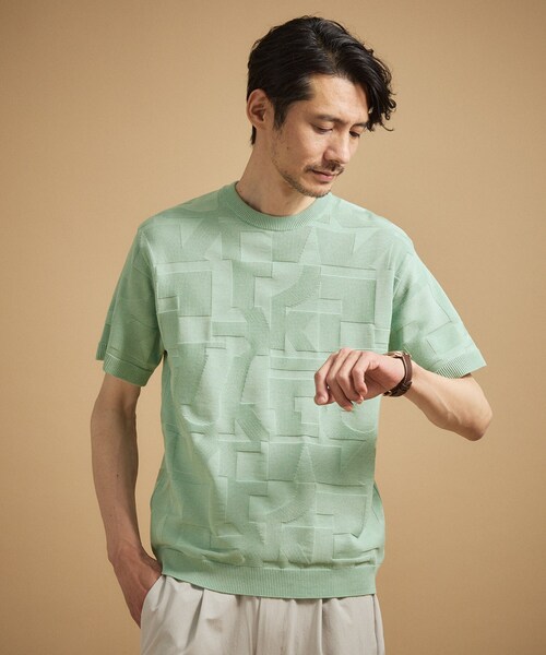 TAKEO KIKUCHI(タケオキクチ)の「【徳島ニット】ニットTシャツ(ニット/セーター・メンズ・ライトグレー系3/ブラック系3/ブラウン系その他4/グリーン系4・02/03/04)」の14枚目の写真