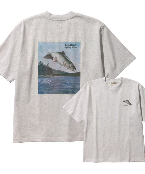 L.L.Bean(エルエルビーン)の「【JAPAN EDITION】ビーンズ 1980 ショートスリーブ・カタログ・トラウト・ティ(Tシャツ/カットソー・メンズ・ブルーグリーン/ライトグレー/パープル・LARGE/MEDIUM/SMALL)」の2枚目の写真