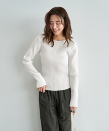STYLE DELI（スタイルデリ）の「袖口折り返しボートネックリブトップス（ニット/セーター）」