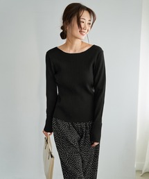 STYLE DELI（スタイルデリ）の「袖口折り返しボートネックリブトップス（ニット/セーター）」