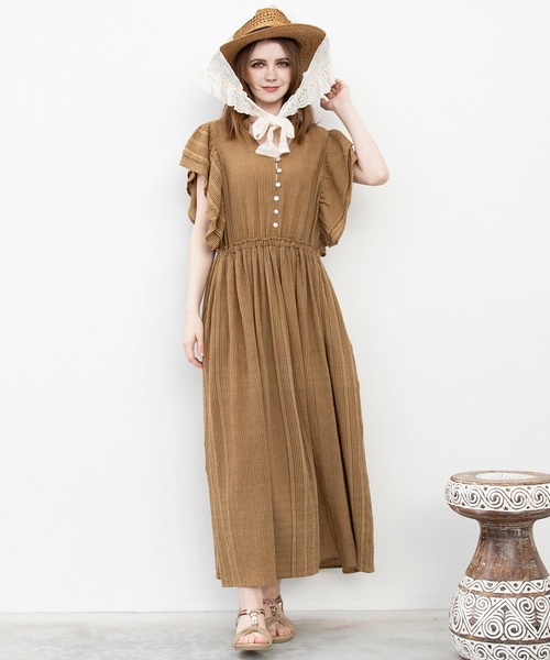 チャイハネ(チャイハネ)の「【チャイハネ】南インド綿ナナミィワンピース(ワンピース・レディース・ブラウン/ネイビー/ベージュ・FREE)」の2枚目の写真