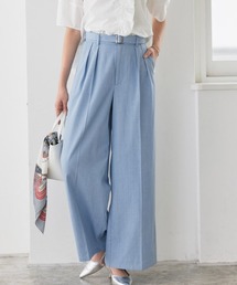 ベルト付きシャンブレーワイドパンツ