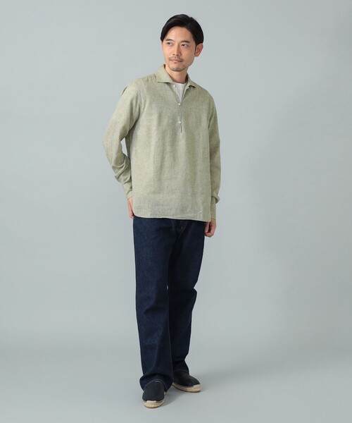 ORIAN(オリアン)の「ORIAN / リネンコットン カプリシャツ(シャツ/ブラウス・メンズ・ネイビー/ケリーグリーン・M/L/XL)」の3枚目の写真