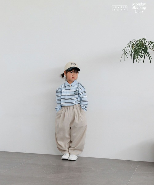 LOWRYS FARM（ローリーズファーム）の「【KIDS】Monday Sleeping Club マルチボーダーポロ  661483（ポロシャツ・キッズ・ライトブルー/ネイビー/ブラウン系その他・120cm/110cm/150cm/130cm/140cm）」の5枚目の写真