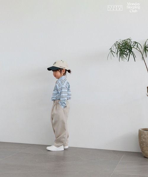 LOWRYS FARM（ローリーズファーム）の「【KIDS】Monday Sleeping Club マルチボーダーポロ  661483（ポロシャツ・キッズ・ライトブルー/ネイビー/ブラウン系その他・120cm/110cm/150cm/130cm/140cm）」の6枚目の写真