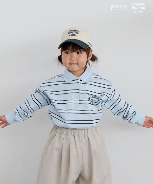 LOWRYS FARM（ローリーズファーム）の「【KIDS】Monday Sleeping Club マルチボーダーポロ  661483（ポロシャツ・キッズ・ライトブルー/ネイビー/ブラウン系その他・120cm/110cm/150cm/130cm/140cm）」の7枚目の写真