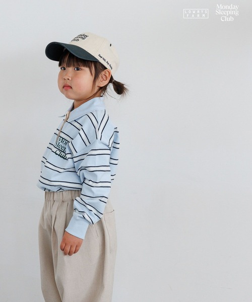 LOWRYS FARM（ローリーズファーム）の「【KIDS】Monday Sleeping Club マルチボーダーポロ  661483（ポロシャツ・キッズ・ライトブルー/ネイビー/ブラウン系その他・120cm/110cm/150cm/130cm/140cm）」の8枚目の写真