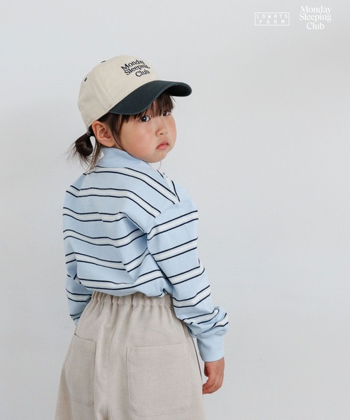 LOWRYS FARM（ローリーズファーム）の「【KIDS】Monday Sleeping Club マルチボーダーポロ  661483（ポロシャツ・キッズ・ライトブルー/ネイビー/ブラウン系その他・120cm/110cm/150cm/130cm/140cm）」の9枚目の写真