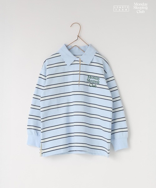 LOWRYS FARM（ローリーズファーム）の「【KIDS】Monday Sleeping Club マルチボーダーポロ  661483（ポロシャツ・キッズ・ライトブルー/ネイビー/ブラウン系その他・120cm/110cm/150cm/130cm/140cm）」の10枚目の写真