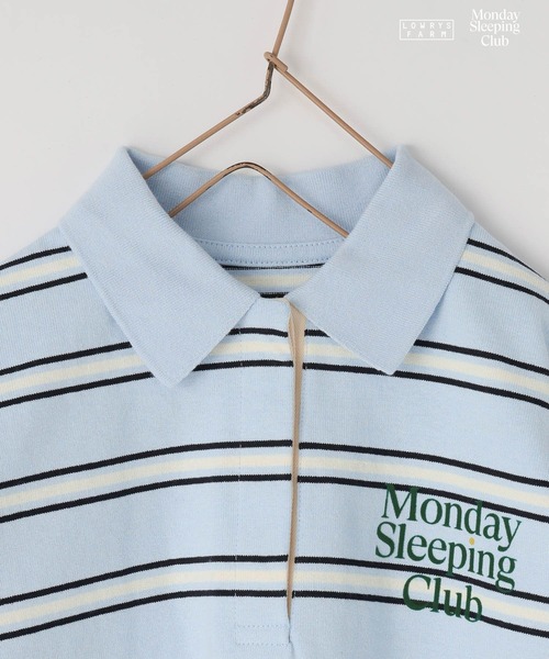 LOWRYS FARM（ローリーズファーム）の「【KIDS】Monday Sleeping Club マルチボーダーポロ  661483（ポロシャツ・キッズ・ライトブルー/ネイビー/ブラウン系その他・120cm/110cm/150cm/130cm/140cm）」の11枚目の写真