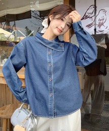 2ly2（トゥーリートゥー）の「アシンメトリー襟デニムシャツ（デニムジャケット）」