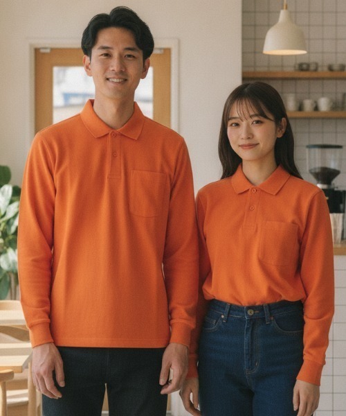 LIFEMAX(ライフマックス)の「【LIFEMAX/ライフマックス】ポケット付CVC鹿の子ドライ長袖ポロ/吸汗速乾 袖口リブ ユニセックス 無地(ポロシャツ・メンズ・グリーン系その他/ライトピンク/ブラック/オレンジ/イエロー/ホワイト/サックスブルー/ネイビー/ロイヤルブルー・SMALL/MEDIUM/LARGE/X-LARGE/XXX-LARGE/XXXX-LARGE/XXXXX-LARGE/X-SMALL)」の9枚目の写真