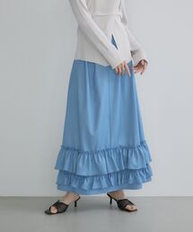 デニム裾フリルスカート