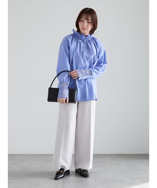 Te chichi（テチチ）の「レースカフスブラウス（シャツ/ブラウス・レディース・サックスブルー/オフホワイト/ブルー・F）」の4枚目の写真