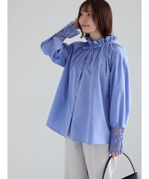 Te chichi（テチチ）の「レースカフスブラウス（シャツ/ブラウス・レディース・サックスブルー/オフホワイト/ブルー・F）」の6枚目の写真