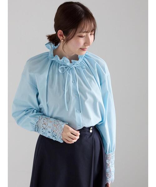Te chichi（テチチ）の「レースカフスブラウス（シャツ/ブラウス・レディース・サックスブルー/オフホワイト/ブルー・F）」の9枚目の写真