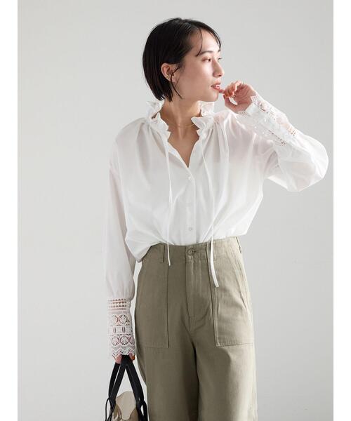 Te chichi（テチチ）の「レースカフスブラウス（シャツ/ブラウス・レディース・サックスブルー/オフホワイト/ブルー・F）」の12枚目の写真