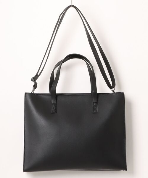 an meets zakka(アンミツザッカ)の「an meets zakka 合成皮革2WAYショルダービッグ横長スクエアトートバッグ(ショルダーバッグ・レディース・ブラック・ONESIZE)」の8枚目の写真