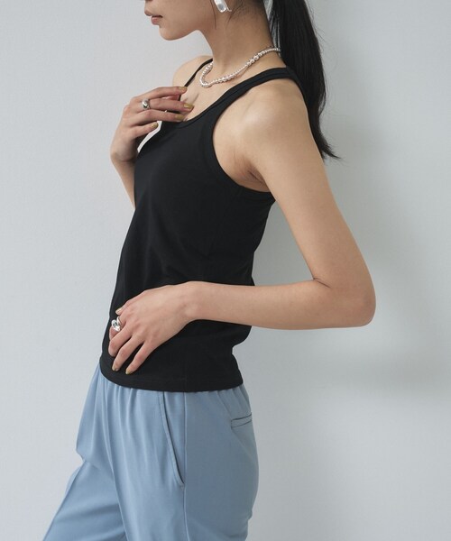 GALLEST（ギャレスト）の「アシンメトリーアメスリタンク（タンクトップ・レディース・ブラック/ライトイエロー系/ホワイト・38）」の4枚目の写真