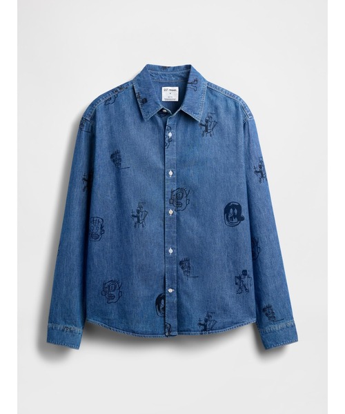 GAP（ギャップ）の「ジャン＝ミシェル・バスキア プリント デニムシャツ（シャツ/ブラウス・メンズ・インディゴブルー・S/L/M/XL/XS）」の4枚目の写真