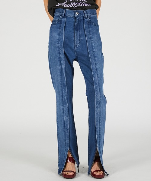 PRANK PROJECT（プランクプロジェクト）の「【2026Summer Pre-Order】ストレッチZIPデニムパンツ / Stretch Zip Denim Pants（デニムパンツ・レディース・ベージュ/ネイビー/ブルー・36/38）」の3枚目の写真