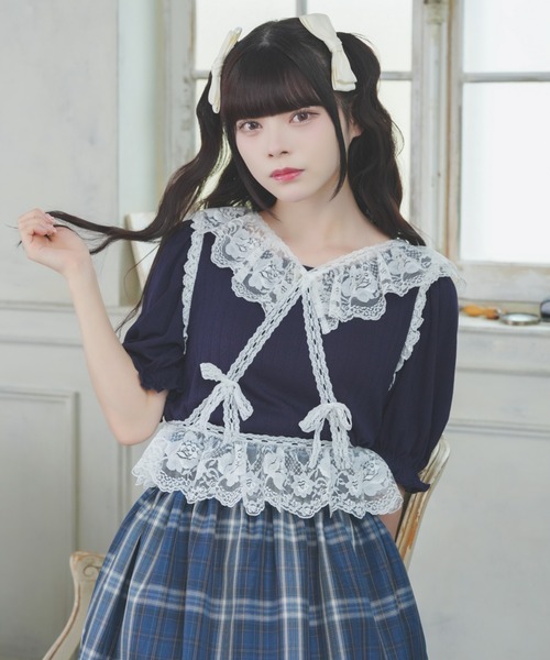 kutir(クティール)の「【クティールとレトロ】アソートキャンディパフカットソー(Tシャツ/カットソー・レディース・ネイビー/オフホワイト/アイボリー/ピンク/ライトイエロー・FREE)」の3枚目の写真