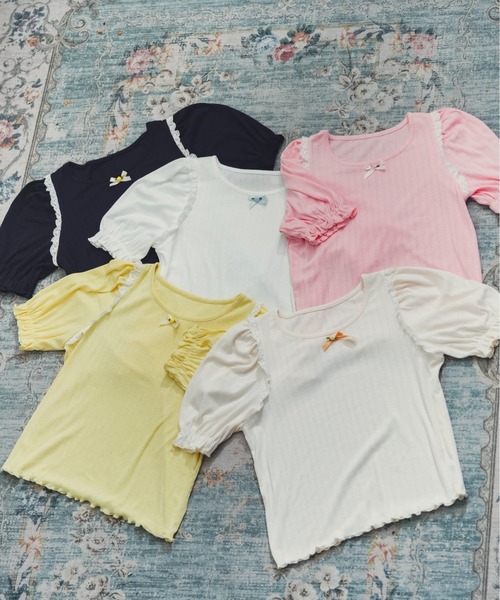 kutir(クティール)の「【クティールとレトロ】アソートキャンディパフカットソー(Tシャツ/カットソー・レディース・ネイビー/オフホワイト/アイボリー/ピンク/ライトイエロー・FREE)」の14枚目の写真