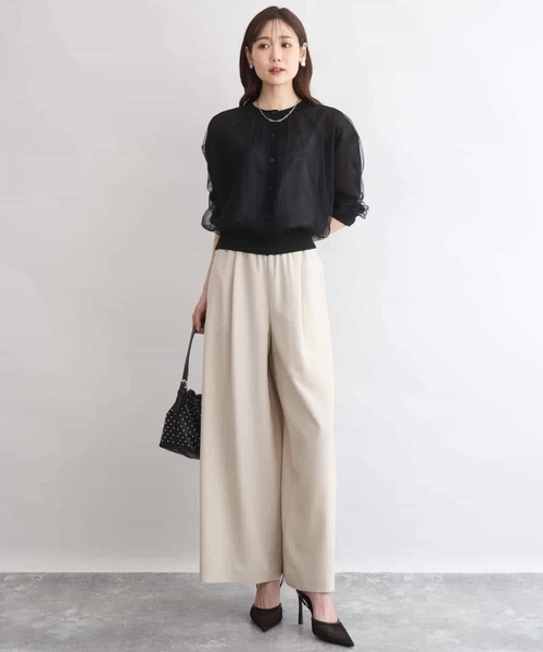 MK MICHEL KLEIN（エムケーミッシェルクラン）の「[洗える]チュールシアーニットカーディガン（カーディガン/ボレロ・レディース・ブラック/ライム/ホワイト・38）」の12枚目の写真