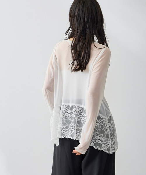 Anclear oui(アンクリアウィ)の「チュールレースヘムプルオーバー(Tシャツ/カットソー・レディース・White・F)」の3枚目の写真