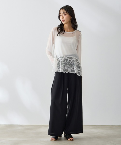 Anclear oui(アンクリアウィ)の「チュールレースヘムプルオーバー(Tシャツ/カットソー・レディース・White・F)」の5枚目の写真