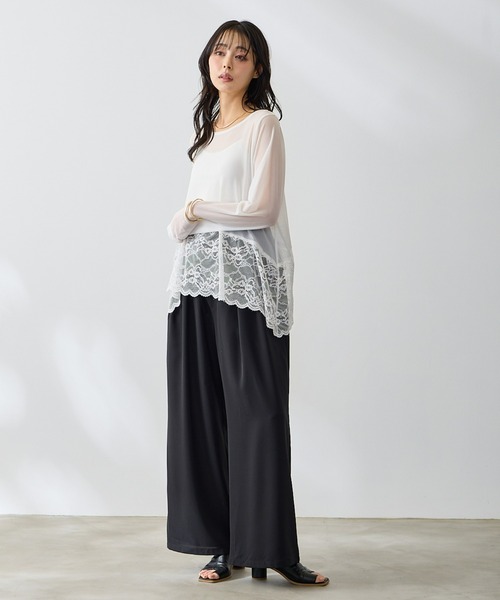Anclear oui(アンクリアウィ)の「チュールレースヘムプルオーバー(Tシャツ/カットソー・レディース・White・F)」の4枚目の写真