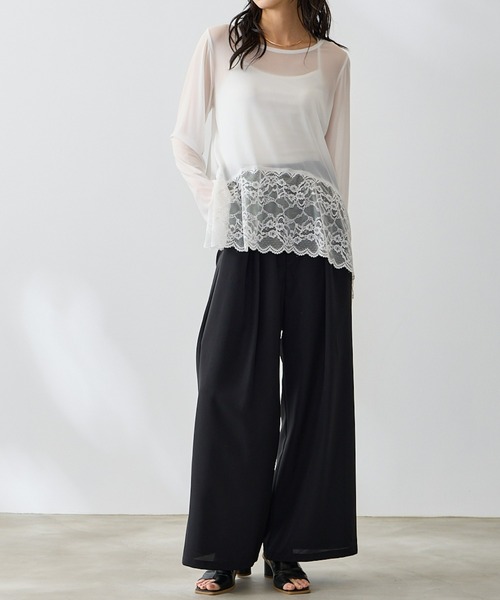 Anclear oui(アンクリアウィ)の「チュールレースヘムプルオーバー(Tシャツ/カットソー・レディース・White・F)」の6枚目の写真