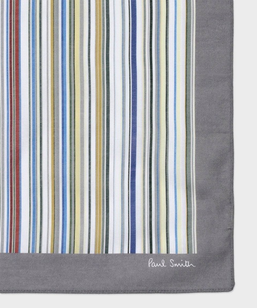 Paul Smith(ポールスミス)の「シグネチャーストライプ プリントハンカチ【160356 HANK】(ハンカチ/ハンドタオル・メンズ・グレー/マルチ・FREE)」の3枚目の写真