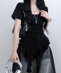 Riff | 裾アシメフリルTシャツ(Tシャツ/カットソー)